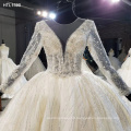 Jancember HTL1590 High Quality Long Sleeve Deep V  Bridal Gowns Wedding Dress